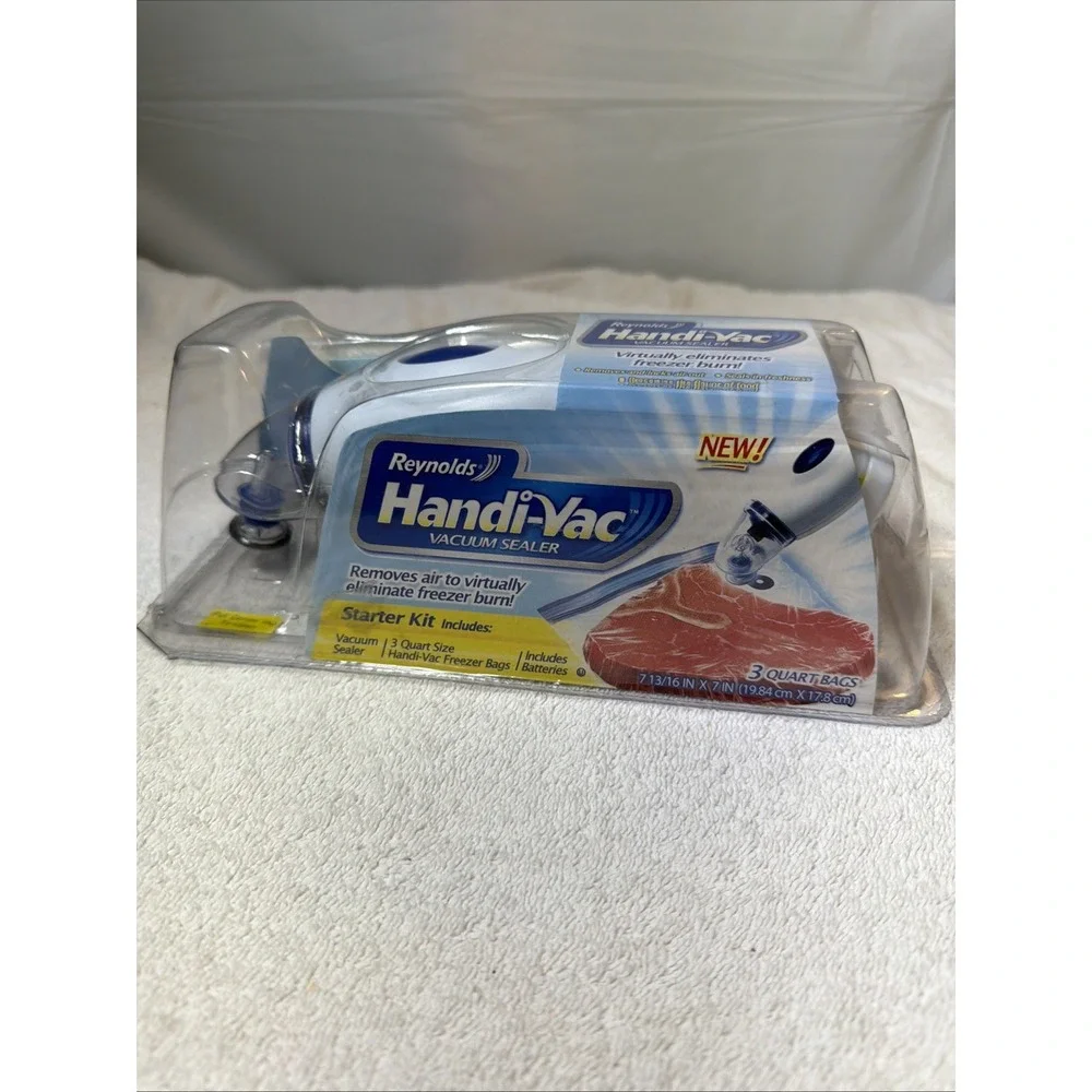 Reynolds Handi-Vac Vacuum Sealer Freezer Storage Bag Starter Kit w/ 3 Quart Bags